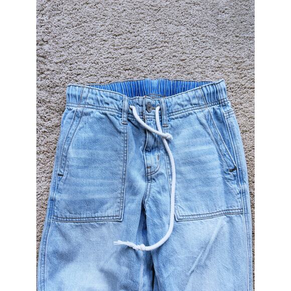 American Eagle Tomgirl Denim Jogger Jean Pants Size 0 Light Wash Pockets Normore - Picture 6 of 7